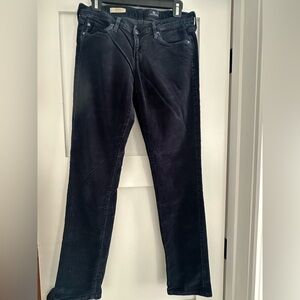AG Adriano Goldschmied Midnight Black Straight Leg Corduroy Pants